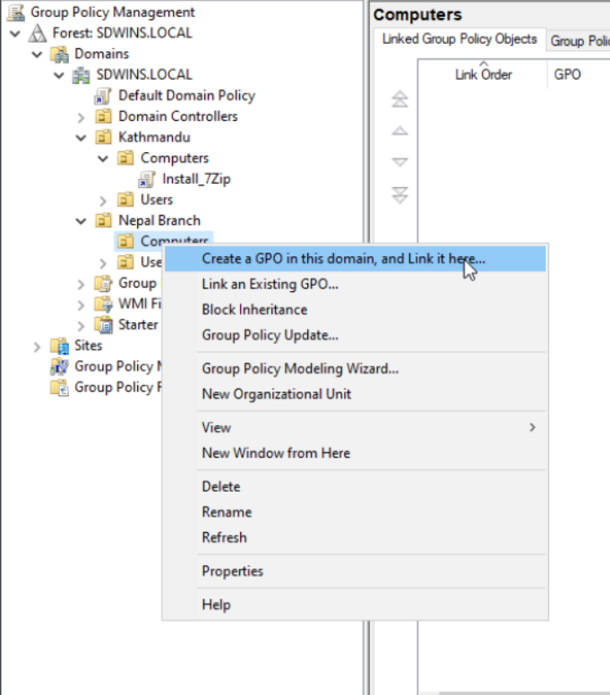 Creating a GPO for 7ZIp Installation